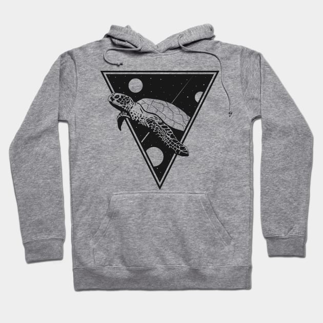 Space Turtle Black Hoodie by Drippn